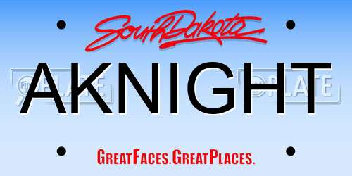 AKNIGHT South Dakota License Plate