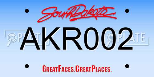 AKR002 South Dakota License Plate