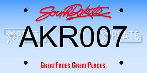 AKR007 South Dakota License Plate