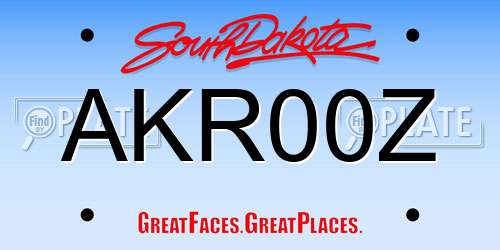 AKR00Z South Dakota License Plate