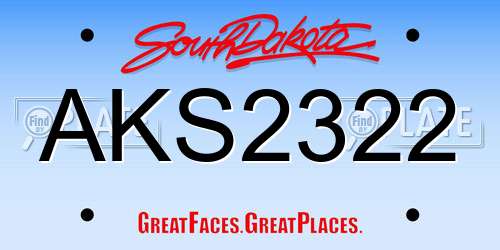 AKS2322 South Dakota License Plate