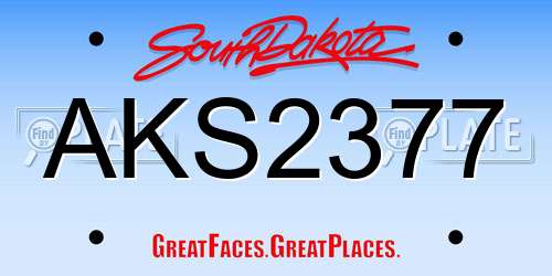 AKS2377 South Dakota License Plate