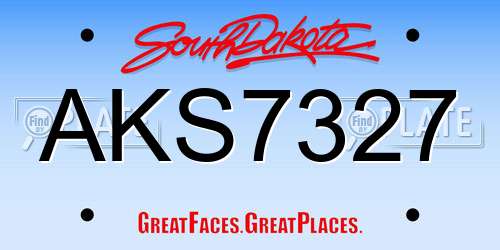 AKS7327 South Dakota License Plate