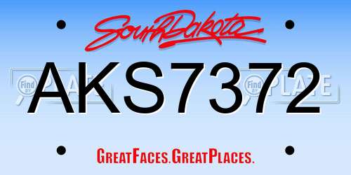 AKS7372 South Dakota License Plate