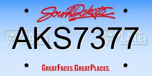 AKS7377 South Dakota License Plate