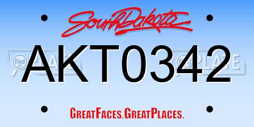 AKT0342 South Dakota License Plate