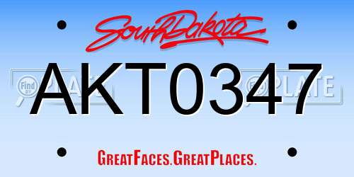 AKT0347 South Dakota License Plate