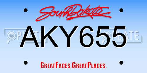 AKY655 South Dakota License Plate