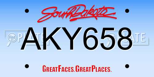 AKY658 South Dakota License Plate