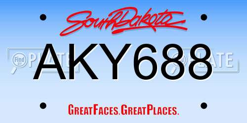 AKY688 South Dakota License Plate