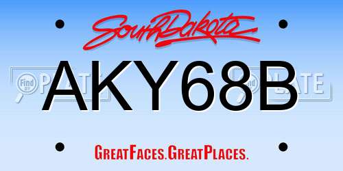 AKY68B South Dakota License Plate