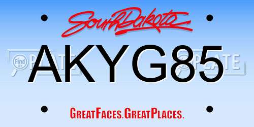 AKYG85 South Dakota License Plate
