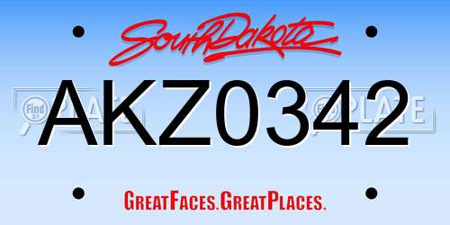 AKZ0342 South Dakota License Plate