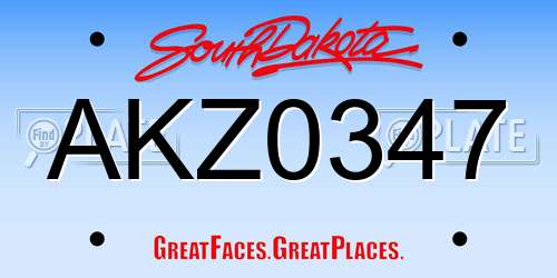 AKZ0347 South Dakota License Plate