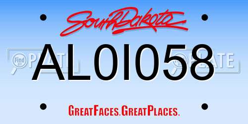 AL0I058 South Dakota License Plate