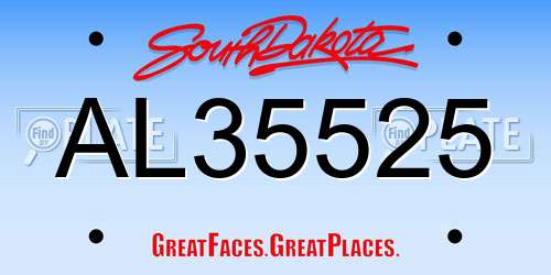 AL35525 South Dakota License Plate