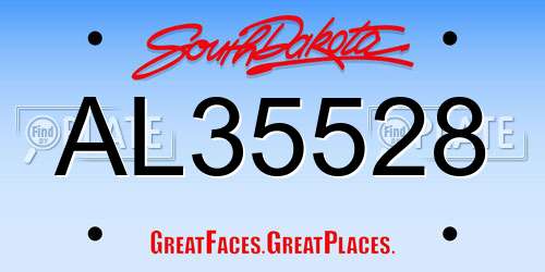 AL35528 South Dakota License Plate