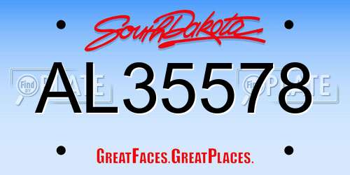 AL35578 South Dakota License Plate