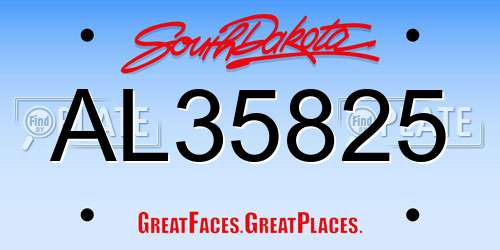 AL35825 South Dakota License Plate