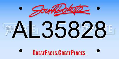 AL35828 South Dakota License Plate