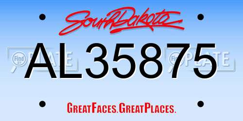 AL35875 South Dakota License Plate