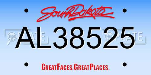 AL38525 South Dakota License Plate