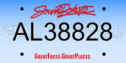 AL38828 South Dakota License Plate