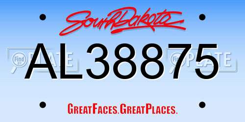 AL38875 South Dakota License Plate
