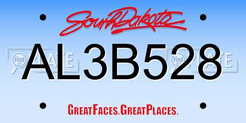 AL3B528 South Dakota License Plate