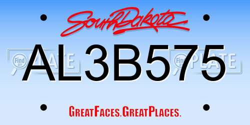 AL3B575 South Dakota License Plate