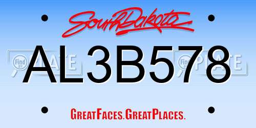 AL3B578 South Dakota License Plate