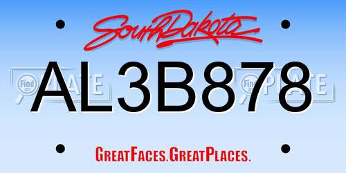 AL3B878 South Dakota License Plate