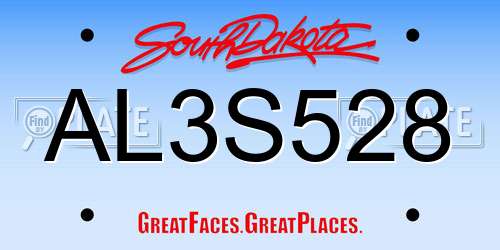 AL3S528 South Dakota License Plate