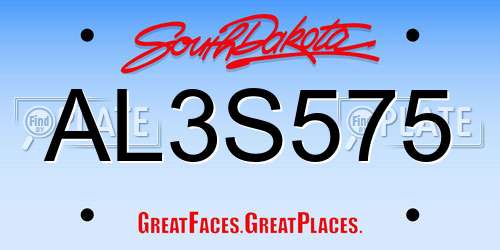 AL3S575 South Dakota License Plate