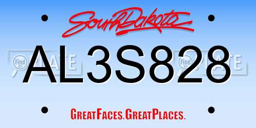 AL3S828 South Dakota License Plate