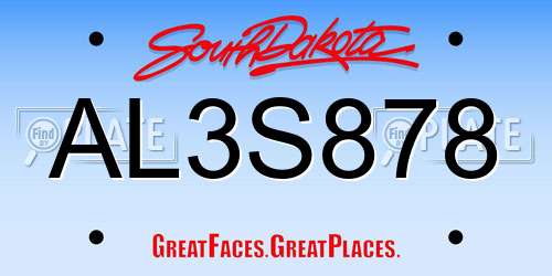 AL3S878 South Dakota License Plate