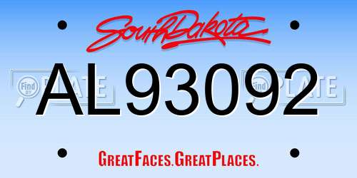 AL93092 South Dakota License Plate
