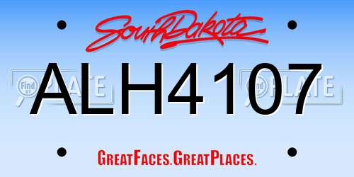 ALH4107 South Dakota License Plate