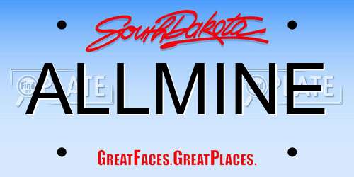 ALLMINE South Dakota License Plate