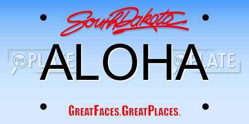 ALOHA South Dakota License Plate