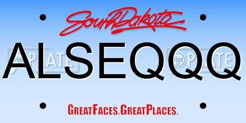 ALSEQQQ South Dakota License Plate