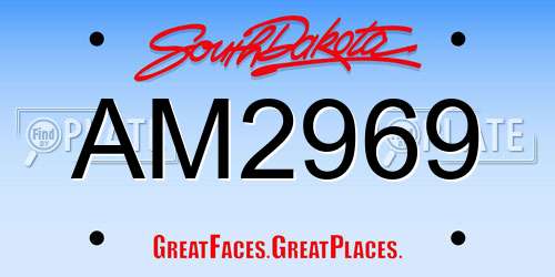 AM2969 South Dakota License Plate