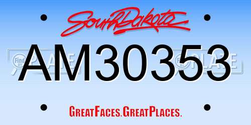 AM30353 South Dakota License Plate