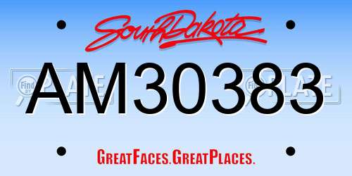 AM30383 South Dakota License Plate