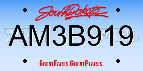 AM3B919 South Dakota License Plate