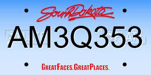 AM3Q353 South Dakota License Plate