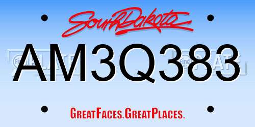 AM3Q383 South Dakota License Plate