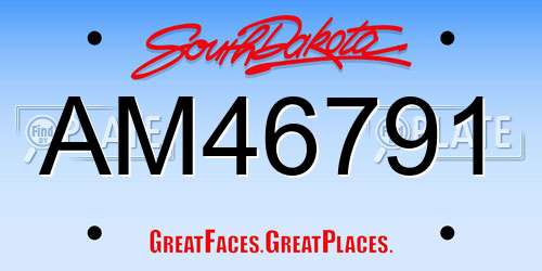 AM46791 South Dakota License Plate