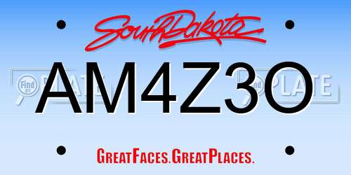 AM4Z3O South Dakota License Plate