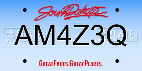 AM4Z3Q South Dakota License Plate